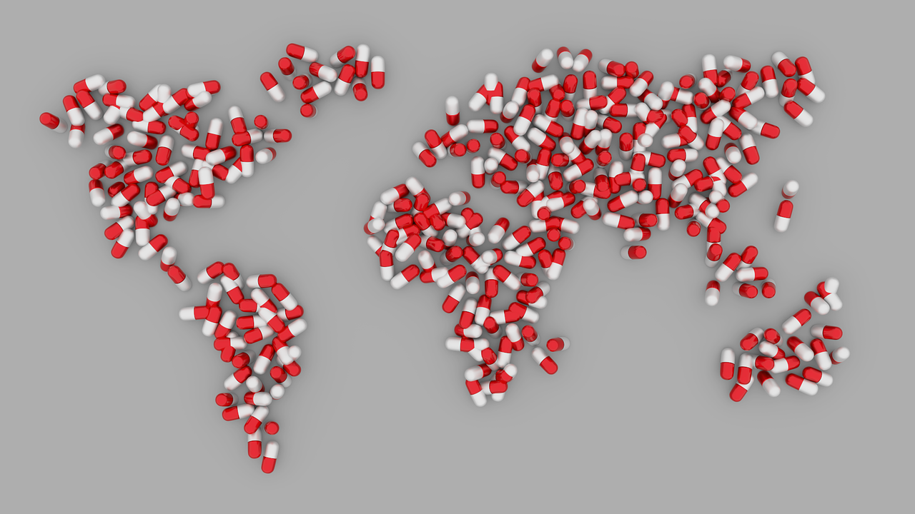 world, map, pills, earth, world map, capsules, healthcare, pharmaceuticals, vitamins, medications, planet, medicine, pharmacy, 3d, prescription, global, health, addiction, concept, idea